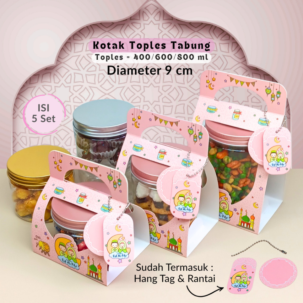 5 SET KOTAK TOPLES TABUNG BOX KUE KERING IDUL FITRI LEBARAN TABUNG 400/600/800ML / BOX JINJING TOPLE