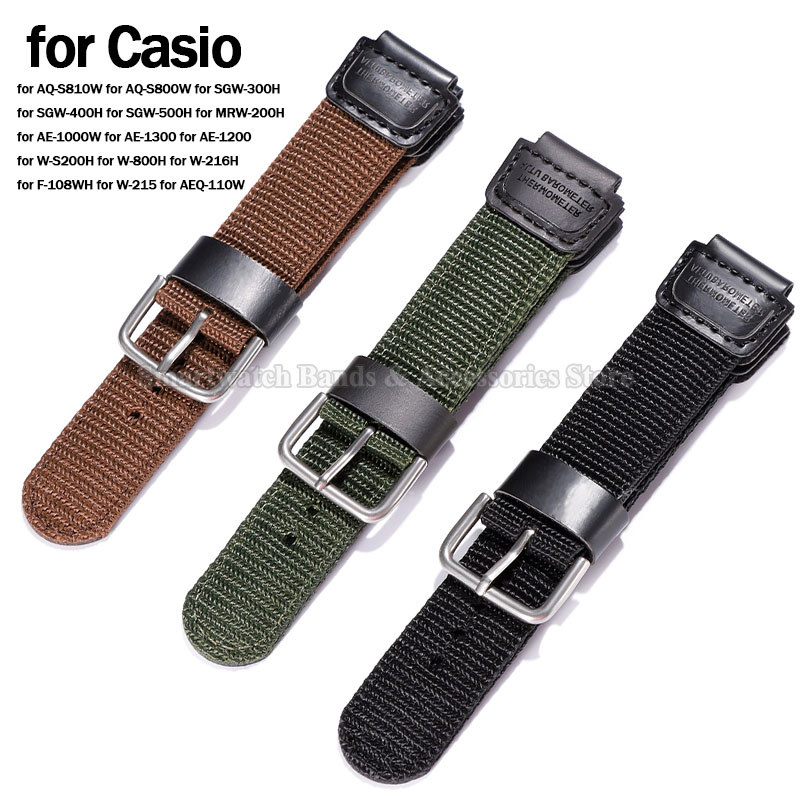 Tali Jam Tangan Kanvas Nylon 18mm untuk Casio AE-1200WH SGW-300 AQ-S810W AQ-S800W SGW-300H W-800H Pe