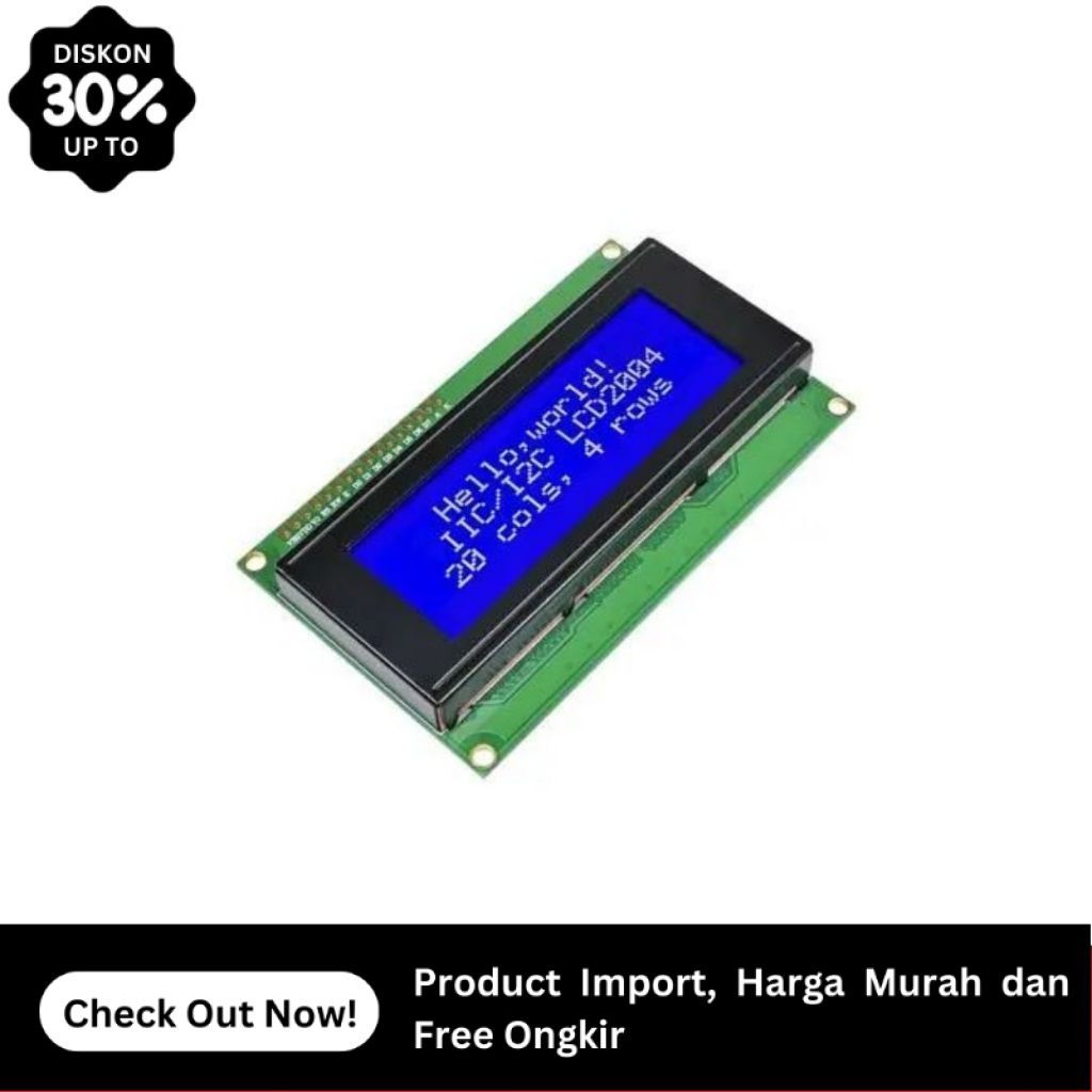 Layar LCD 2004 20x4 Character Display Module Blue Backlight HD44780 Kualitas Import By Griya Kompone