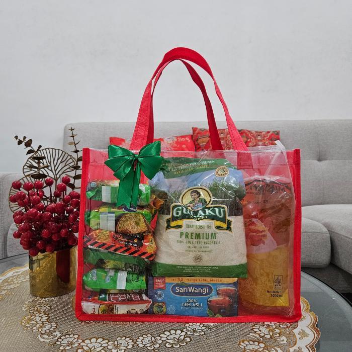 Tas mika spunbond mika Goodiebag mika spunbond Goodiebag sembako - Merah