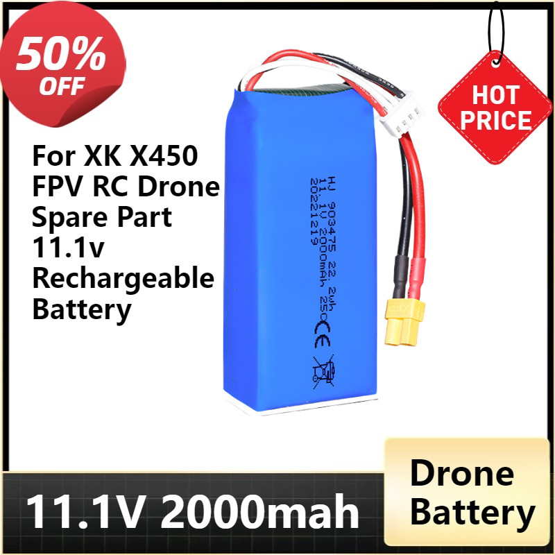 11.1V 2000mAh Lipo Battery XT30 for Wltoys X450 for XK X450 FPV RC Drone Spare Part 11.1v Rechargeab