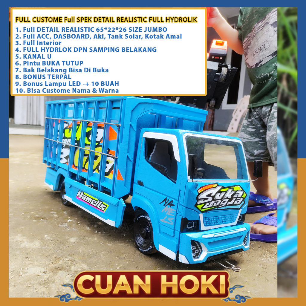 CUAN HOKI MAINAN TRUK OLENG SPESIAL FULL CUSTOME LAMPU TERPAL MAINAN MINIATUR TRUK & BUS FULL SPEK D