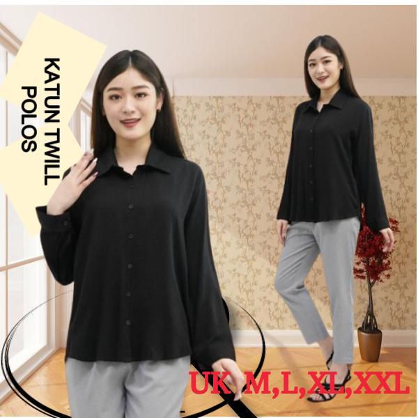 Kemeja Polos Putih Wanita Kemeja Wanita Katun Twill Baju Atasan Terbaru 2024
