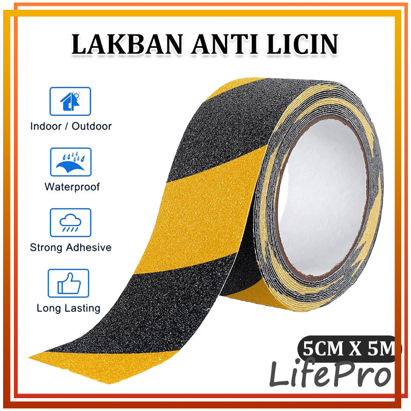 Lakban Anti Slip Lakban Lantai Anti Licin Lakban Safety Grip / Lakban Anti Licin Hitam 5 cm x 5 Mete