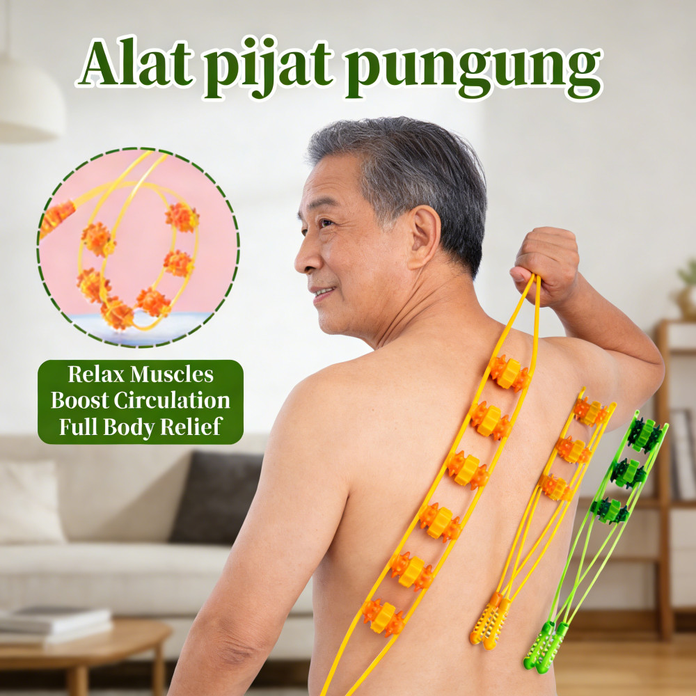 READY Pijat alat punggung leher alat pengeruk meridian rol manual alat pijat punggung seluruh tubuh