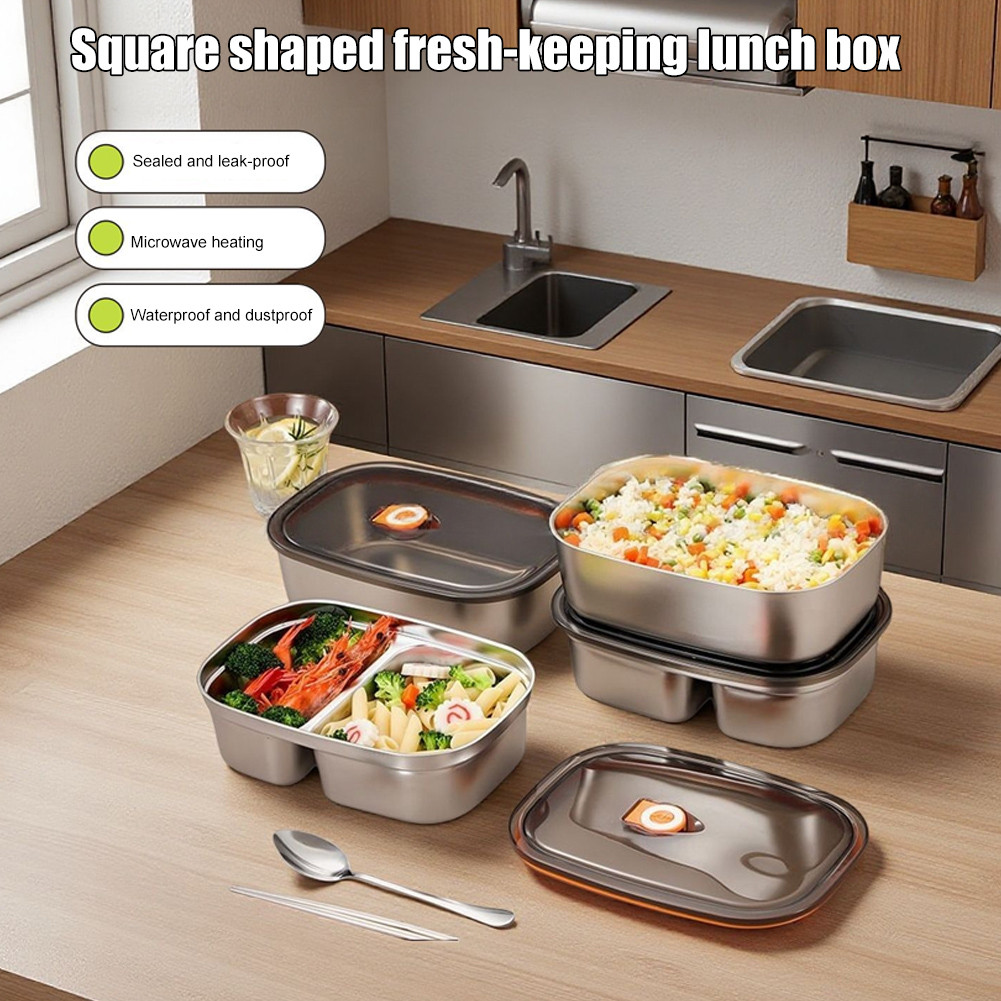 Kotak Makan Stainless Steel 2 Sekat Anti Tumpah Aman Bekal Sekolah Kerja