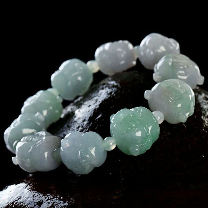 Batu giok alami produk Gelang kepala Buddha Es Gelang giok pria Buddha Giok