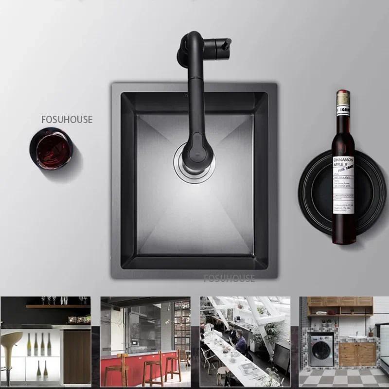 Single Black Nano Sink Germany Kitchen Sink Household 304 Stainless Steel Home Improvement Kitchen K