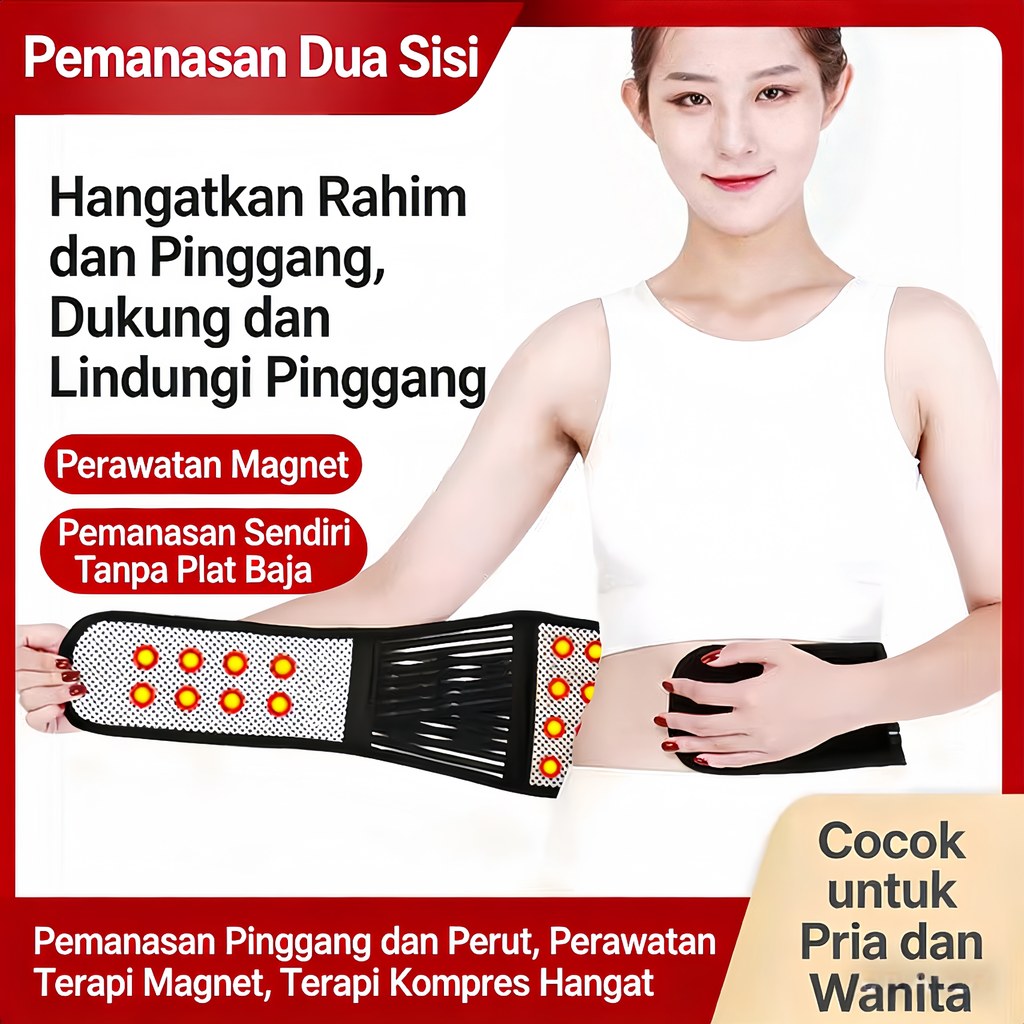 [Ready]Pria Wanita Demam Sabuk Magnet Terapi Pinggang Pemanas Nyeri/Terapi Magnet & Panas Otomatis  