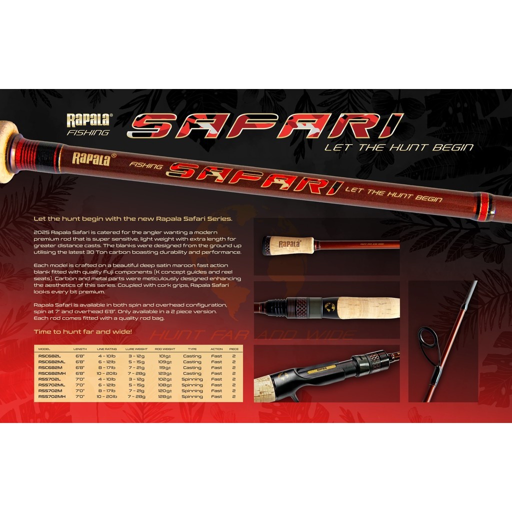 Joran Rapala Safari - Rod Spinning dan Baitcasting New 2025