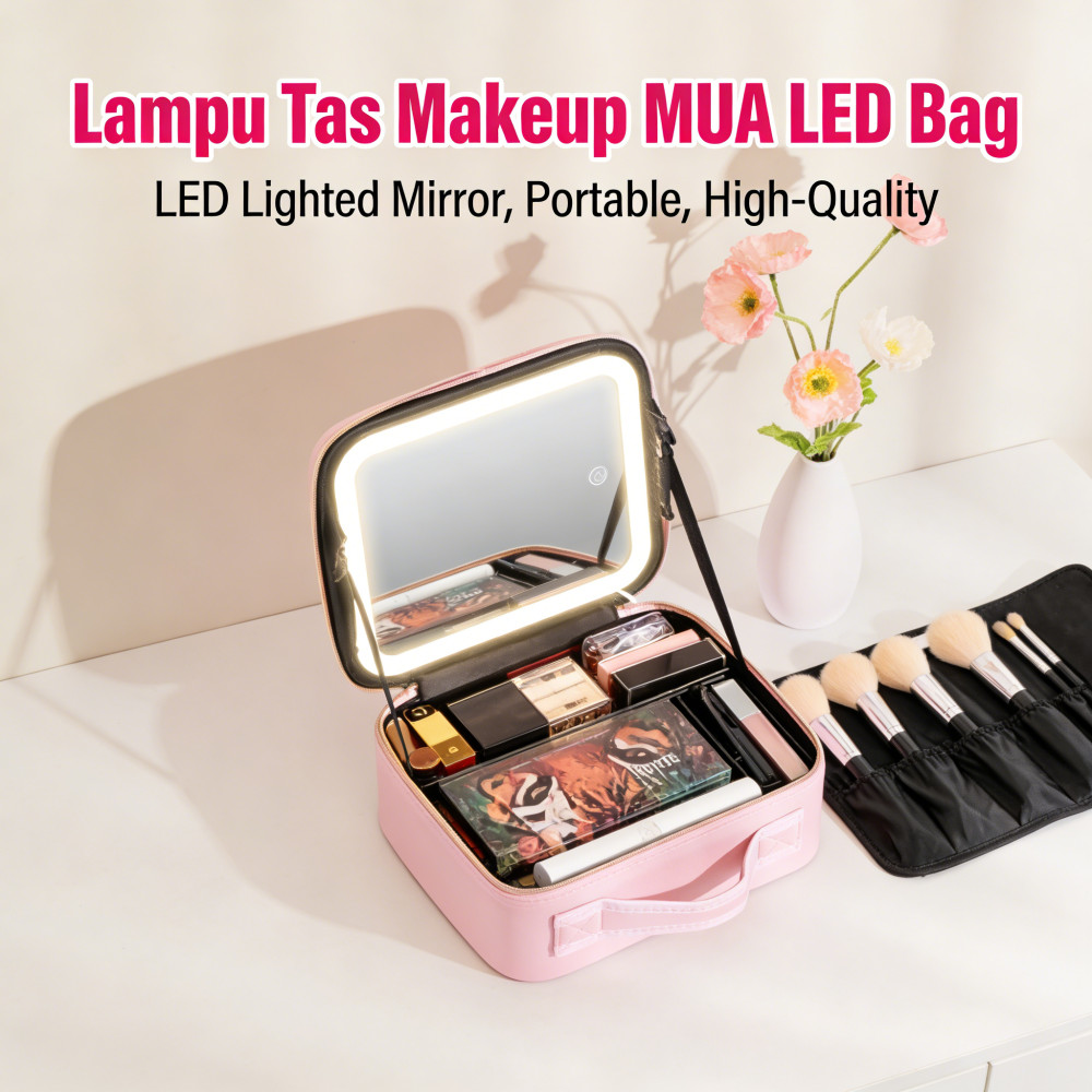 Lampu Tas Makeup Tas MUA LED Bag Beauty / Beauty Case With Mirror Case Makeup / Case LED Tas Beauty 