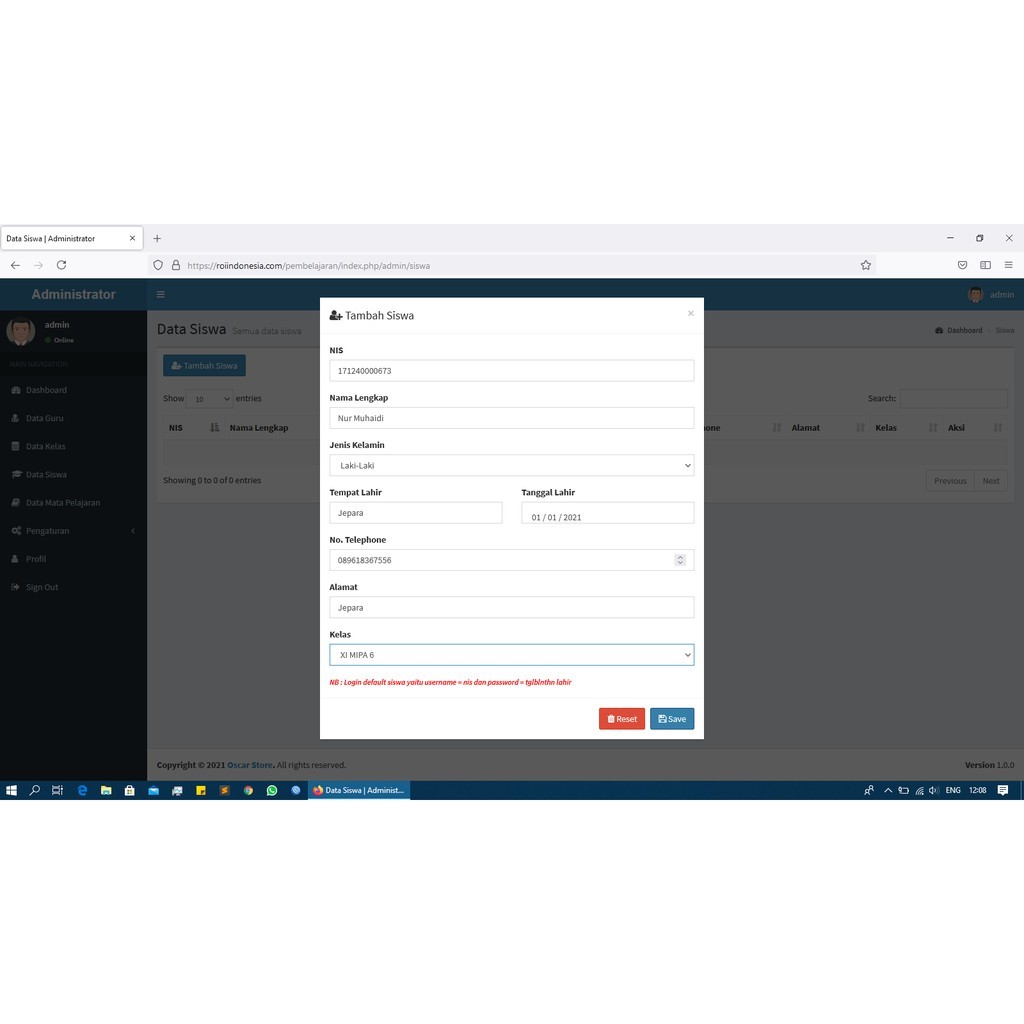 Aplikasi E-learning/Pembelajaran Berbasis Website dengan Framework CodeIgniter Siap Pakai