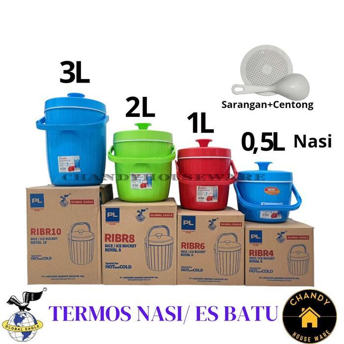 Termos Nasi / Es Batu / Es Permen Karet 6 8 10 Global Eagle Plastik Vacuum - RIBR6, BIRU