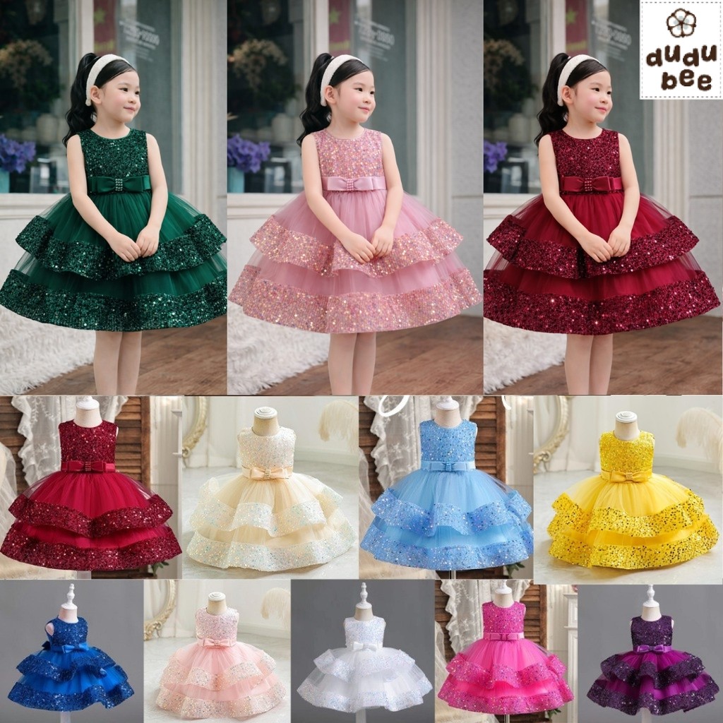 Dress Pesta Aqiqah Gaun Ulang Tahun Bayi Anak perempuan SELLA Import Mewah Model Korea