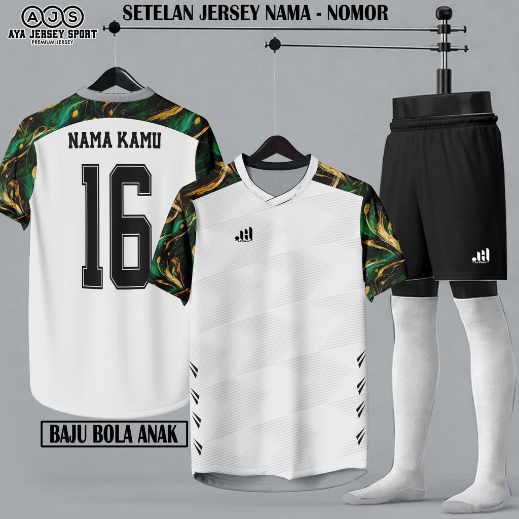 Jersey Baju Bola Anak Nama Nomor Costum Sablon setelan futsal olahraga badminton keren terbaru