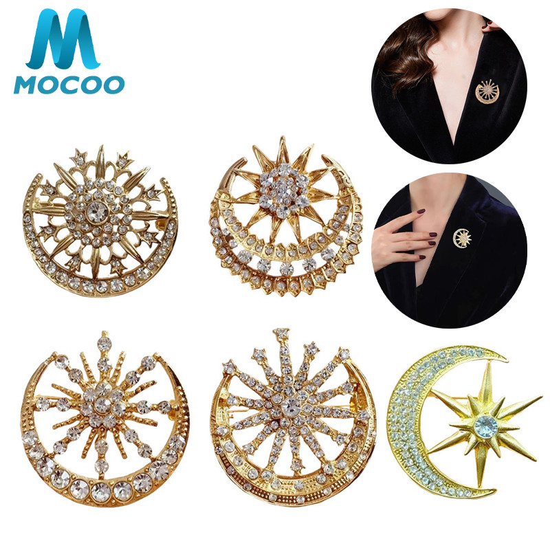 Bros Bulan Bintang Mutiara Dan Permata / Bros Bulan Bintang /bros Kristal Korea