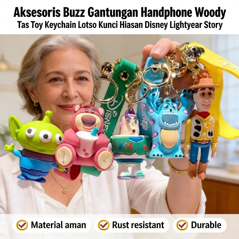 Ganci Keychain Aksesoris Tas Handphone Buzz Woody Gantungan Hiasan Disney Keychain Lightyear Lotso
