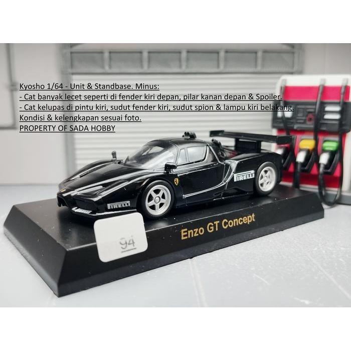Kyosho 1/64 Ferrari Enzo GT Concept Hitam Unit & Standbase Dcast