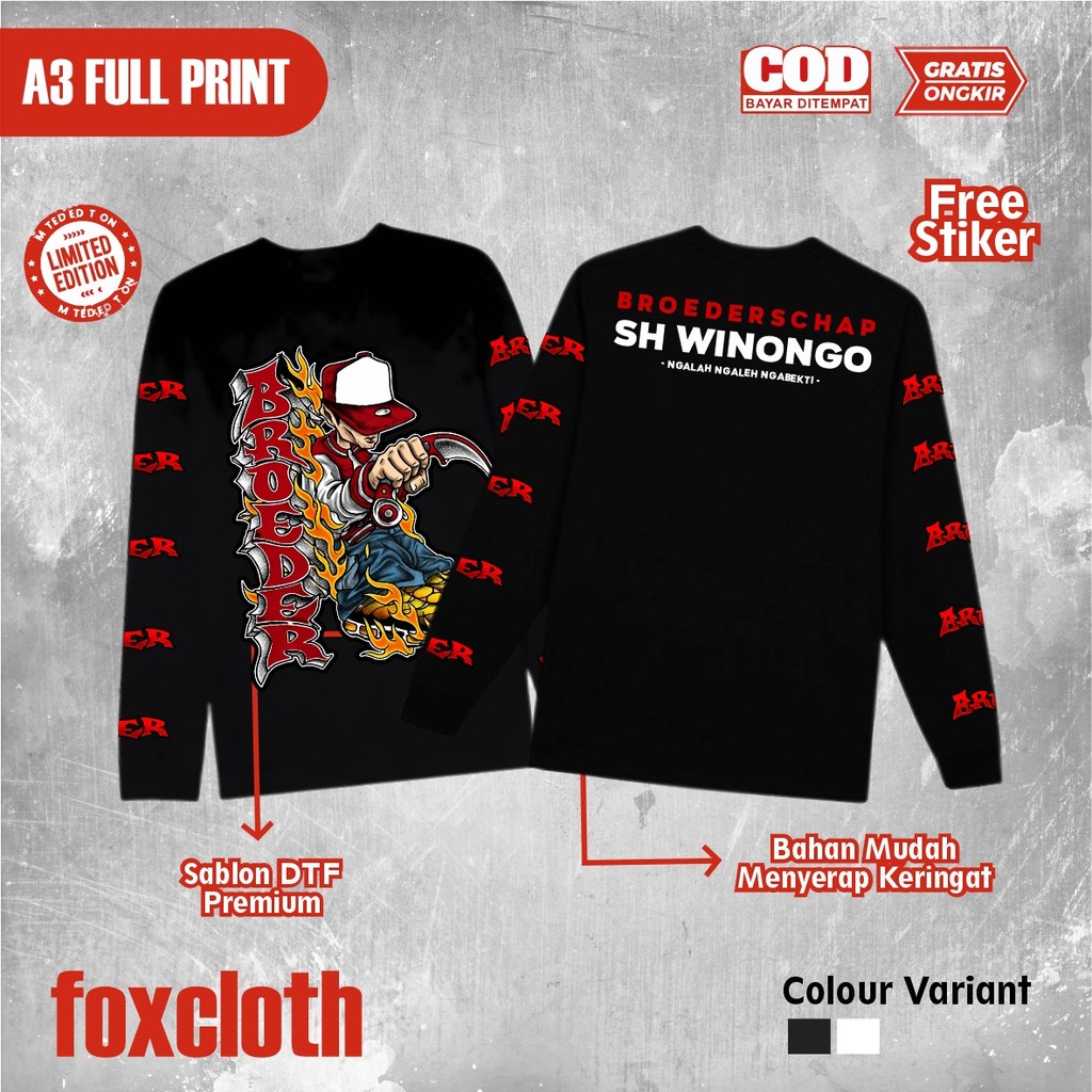 KAOS LENGAN PANJANG PSHW BROEDERSCHAP SH WINONGO NGALAH NGALEH NGABEKTIT-SHIRT LONGSLEEVE PSHW - KAO