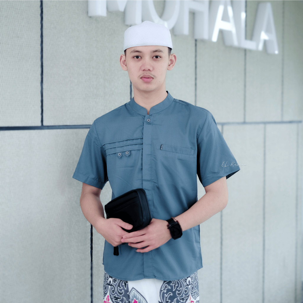 LOWESHOP Baju Koko Pendek Terbaru Elrumi Motif Hadji