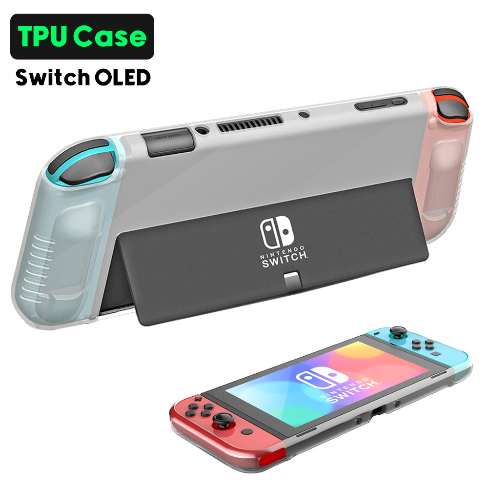 Clear TPU Case for Nin-tendo Swit OLED, Anti-Slip/Drop Protective Swit OLED Game Player Cover Case T