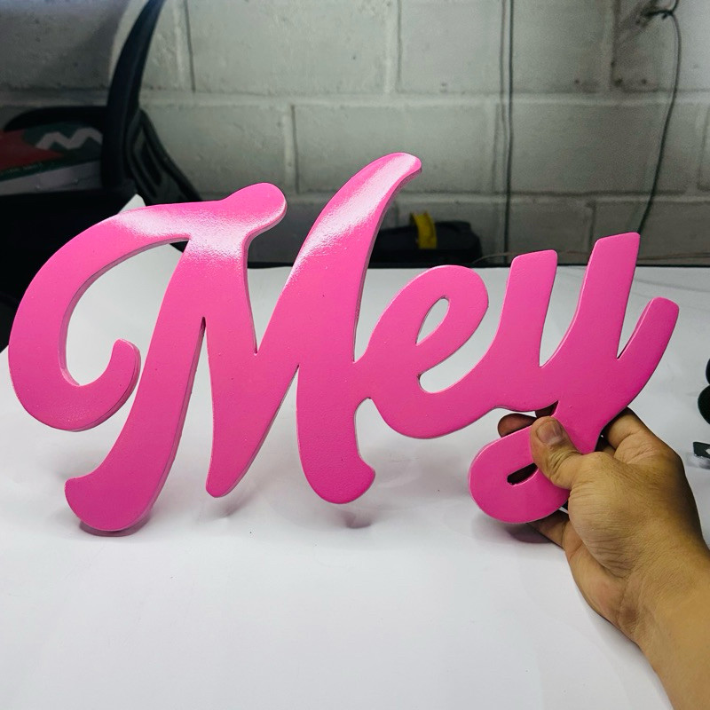 (Tinggi 13cm, Tebal 9mm) Ukiran Huruf Custom, untuk nama toko, ulang tahun, nama anak, nama usaha, h