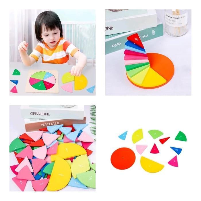 Alat Peraga Pecahan Matematika Anak Fraction Circle Edukasi SD Montessori
