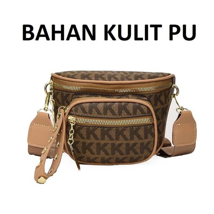 Korea Style Tas Selempang Wanita Waistbag KS 1953 Tas Pinggang Tas Kulit Slingbag Berkualitas - KHAK