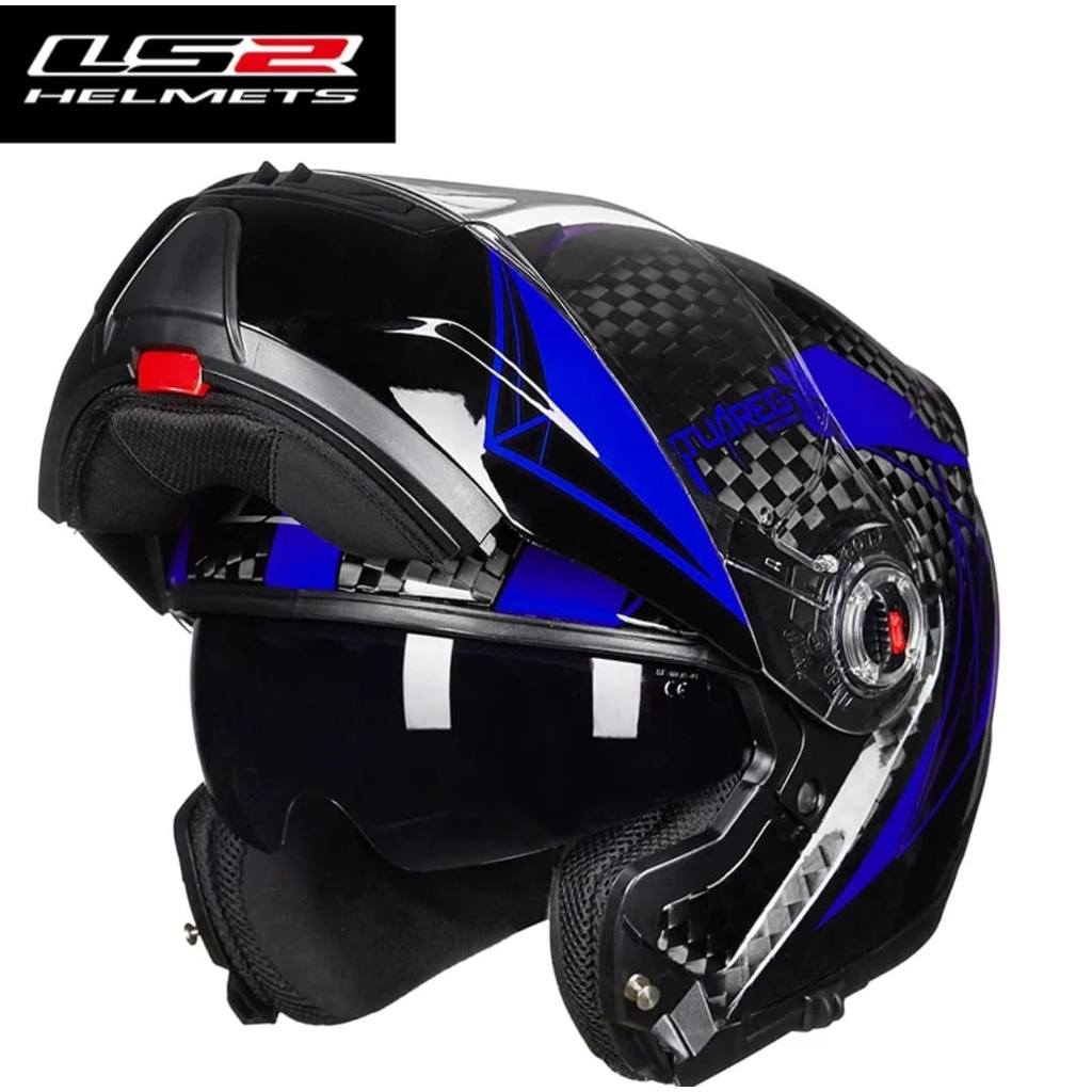 Helm Modular LS2 Carbon Fiber FF394 Full Face Super Light Helmet Tuareg