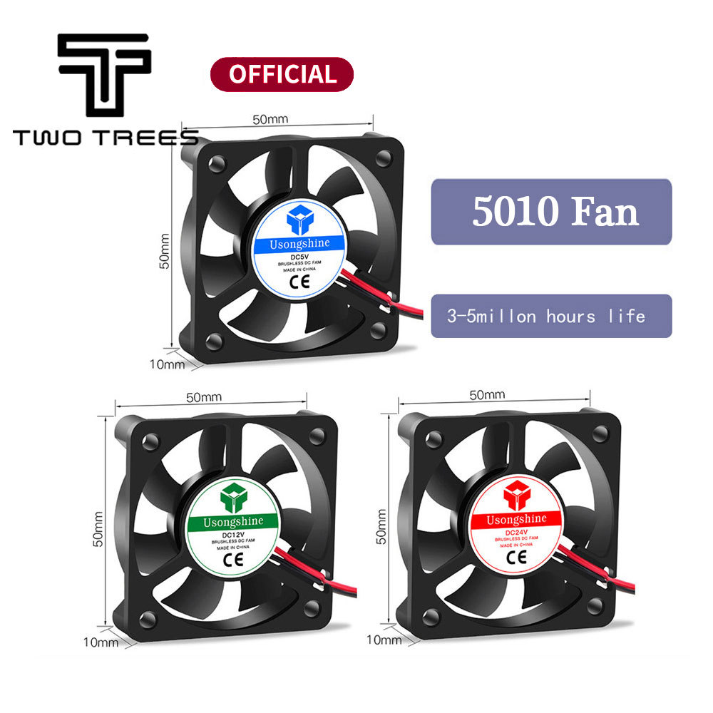5010 DC5V/12V/24V 3D Printer Turbine Fan 5010 3D Printer Part Fan 50mm (50*50*10mm) 2Pin Brushless C
