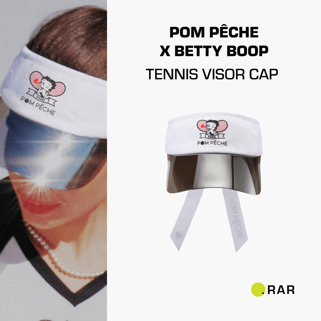 Pom Peche x Betty Boop Tennis Visor Cap - White - Topi Olahraga Wanita