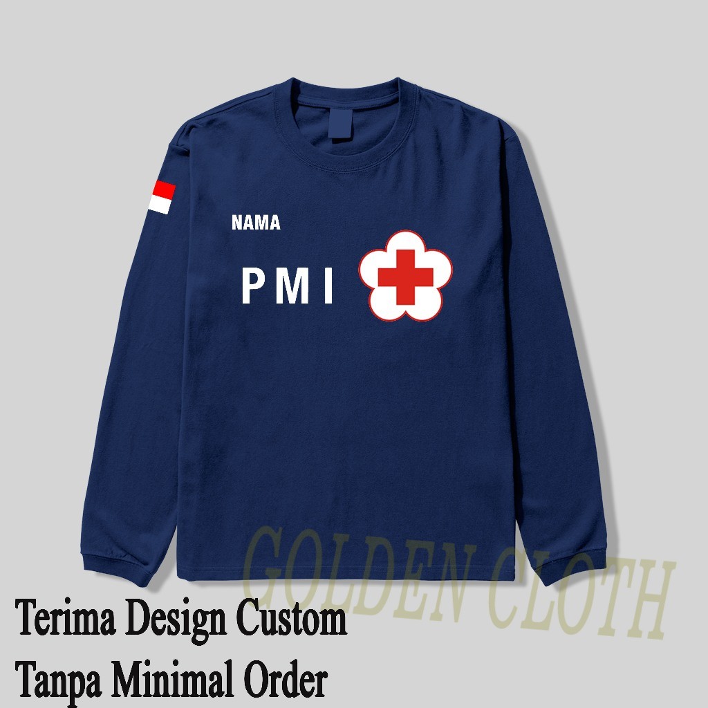 Baju PMI/ Kaos PMI Palang merah Indonesia Lengan Panjang Cotton 30S
