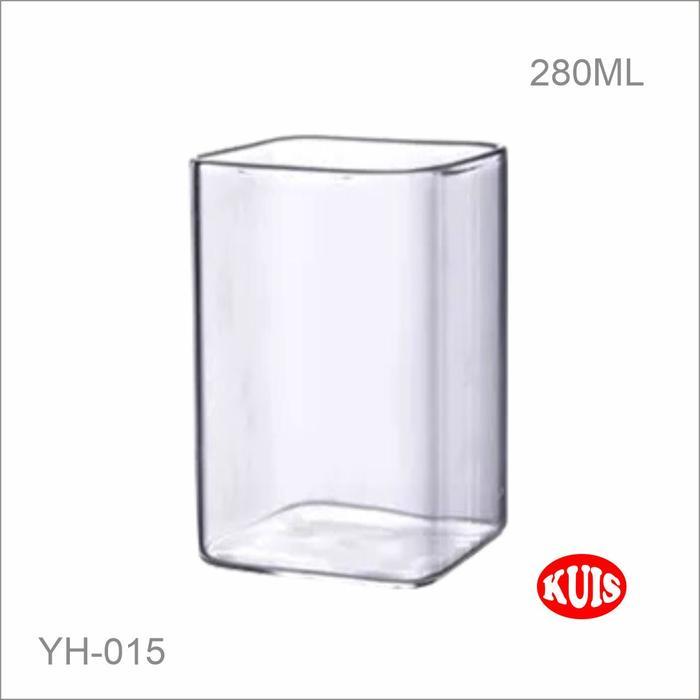 Square Glass Cup Serba Guna Gelas Cantik Dan Unik Gelas Kekinian - 280ML