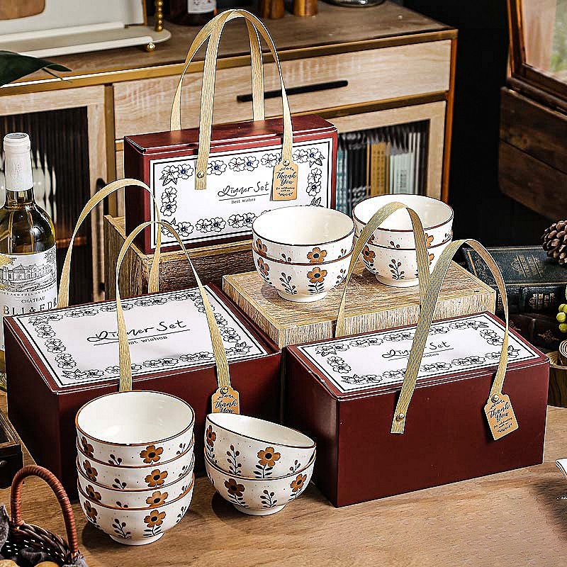 Aynsley-Souvenir mangkuk set porselen biru dan putih bermutu tinggi mangkuk keramik kotak hadiah man