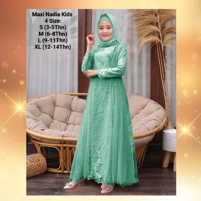 Pakaian Muslim Anak Wanita Dan Remaja Perempuan Model Tearu Kekinian/Maxi Nadia Kids 3-14 Tahun Matt