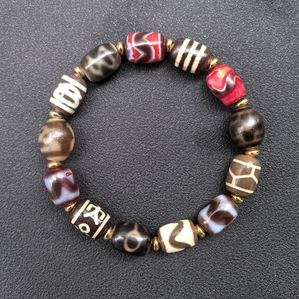 Lima Elemen Dzi Bead Xizang Tibet Duobao Pulp Buddha Bead Agate Bracelet