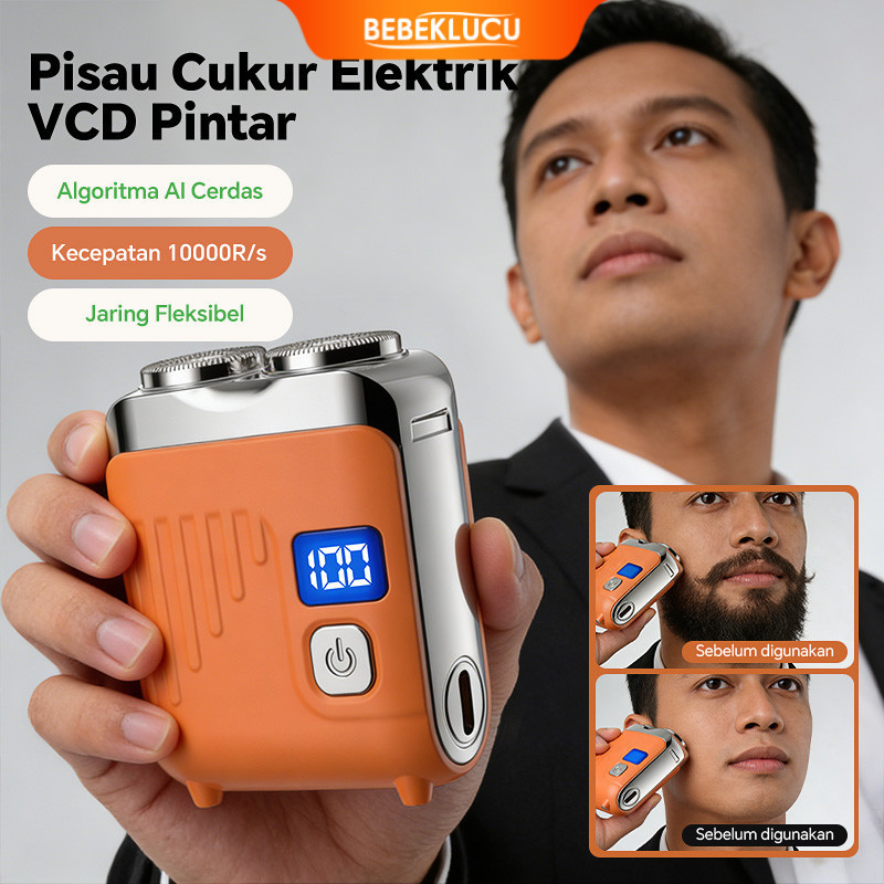Alat Cukur Elektrik Pria Mini Portabel VCD Smart Shaver 10000RPM Jaring Pisau Mengambang Anti Jepit 