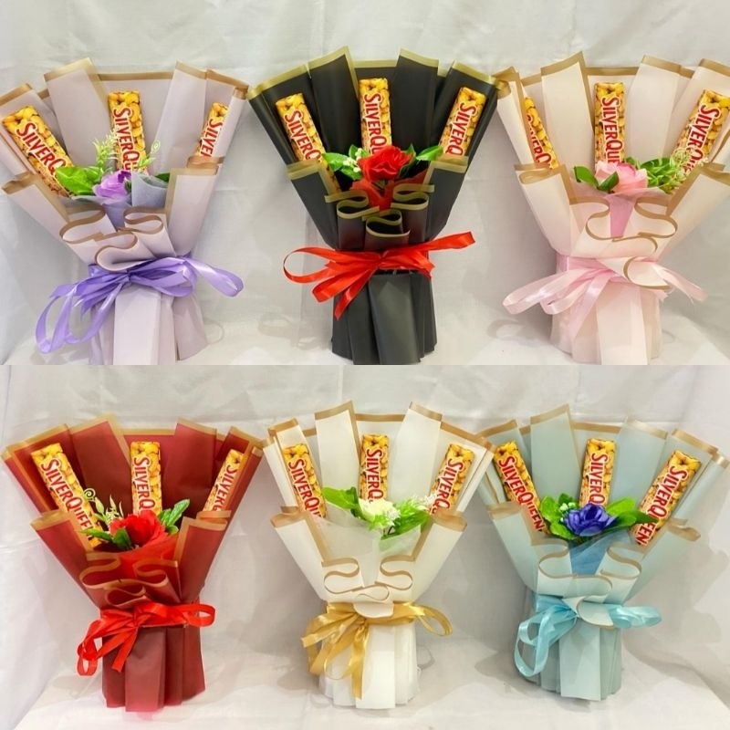 Buket Silverqueen | Buket Bunga palsu | Buket snack | Buket mon*y | Buket cokelat | Buket valentine 