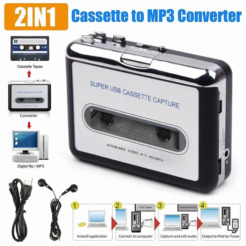 Konverter Kaset Tape ke MP3 Player USB Cassette Capture Capture Audio Digitizer Pemutar Kaset Pita J