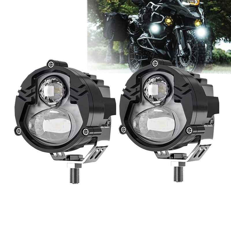 Motorcycle Fog Light High Beam Spotlights Laser Headlights White Yellow For Motorcycle Truck Car SUV