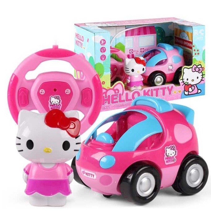 Mobil Remote Control Hello Kitty Pink remot Doraemon Dengan Musik & Lampu