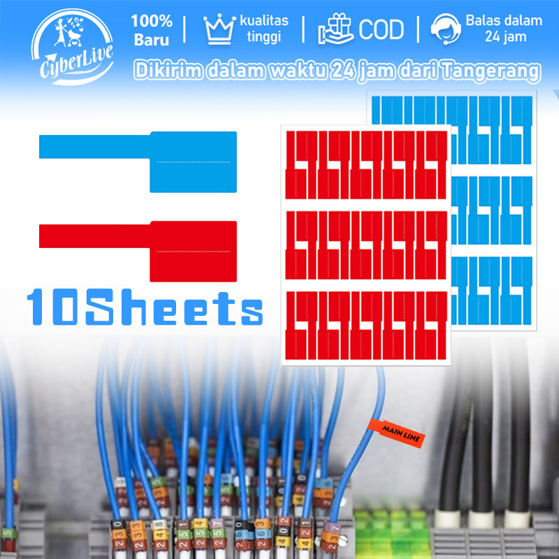 300pcs sticker label kabel Anti Air Cable Label Label Penanda Kabel Stiker Label Penanda Kabel