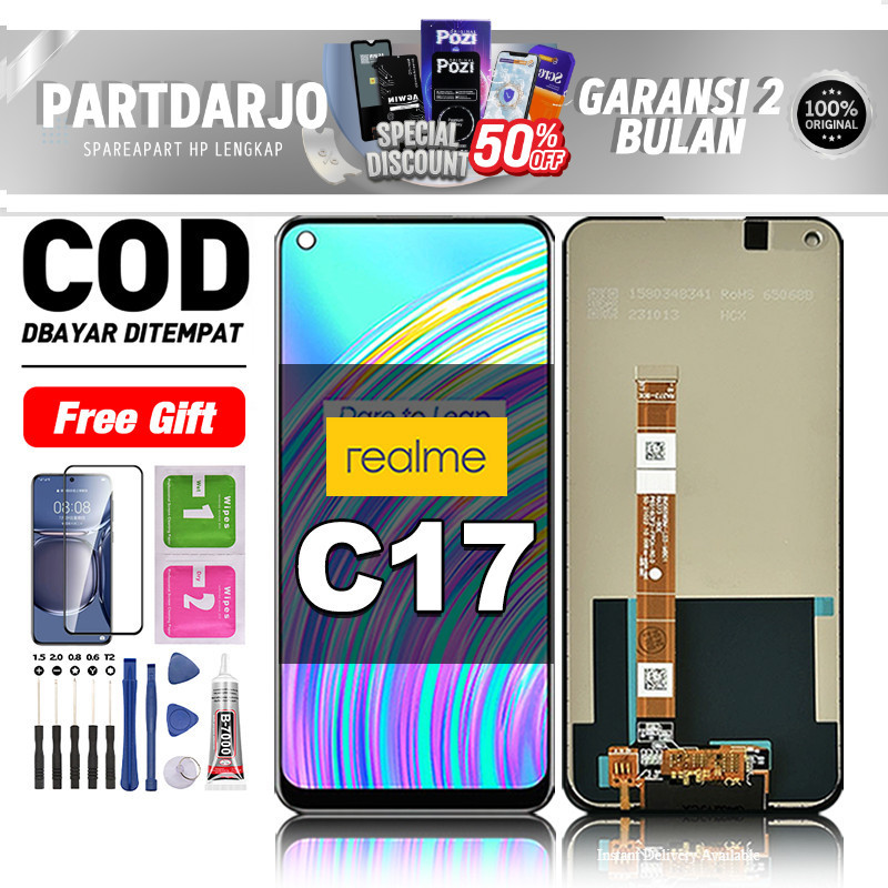 LCD Realme C17 Fullset hp layar Touchscreen untuk Glass Touch Screen Digitizer COD -original free le