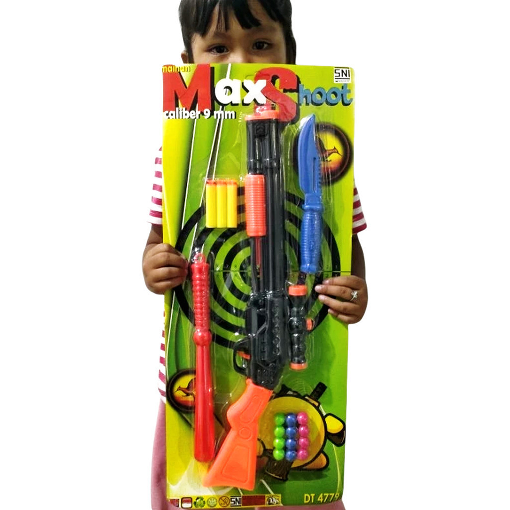 Tembak-Tembakan Mainan Anak Shooting Target Toy Gun Set Peluru Bola Mini Permainan Tembak Target Kid