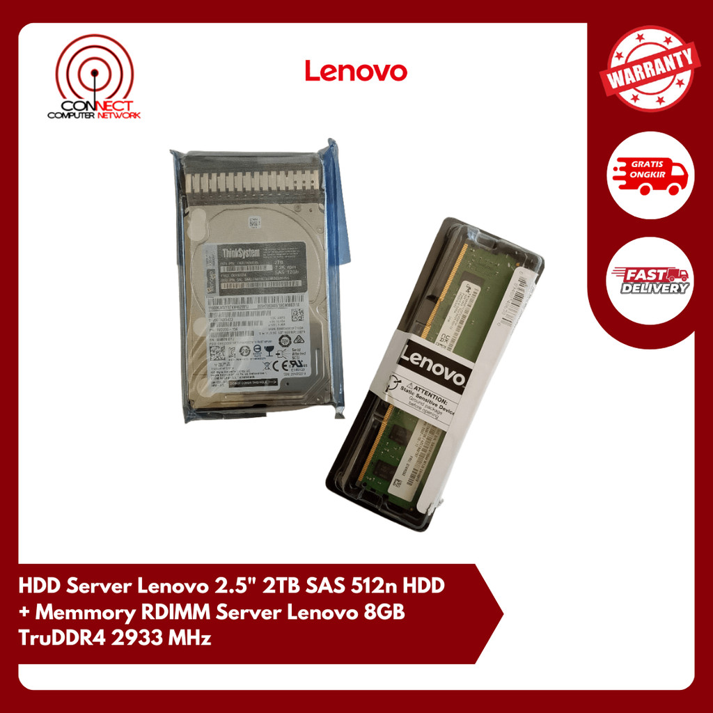 HDD Server Lenovo 2.5" 2TB SAS 512n HDD + Memmory RDIMM Server Lenovo 8GB TruDDR4 2933 MHz