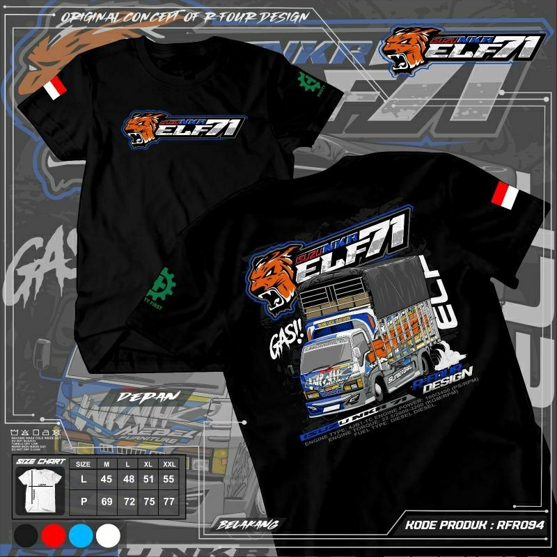 kaos truk RFR094 kaos elf nmr kaos elf macan kaos truk dewasa