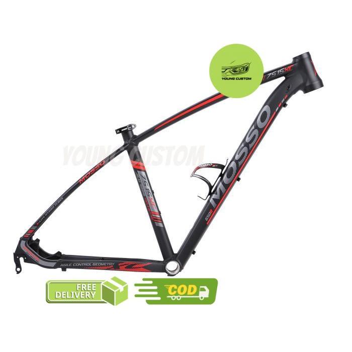 Mosso 7515XC Frame Set Sepeda Sepeda XC MTB [27.5 Inch] - Black Red, 15.5" -young