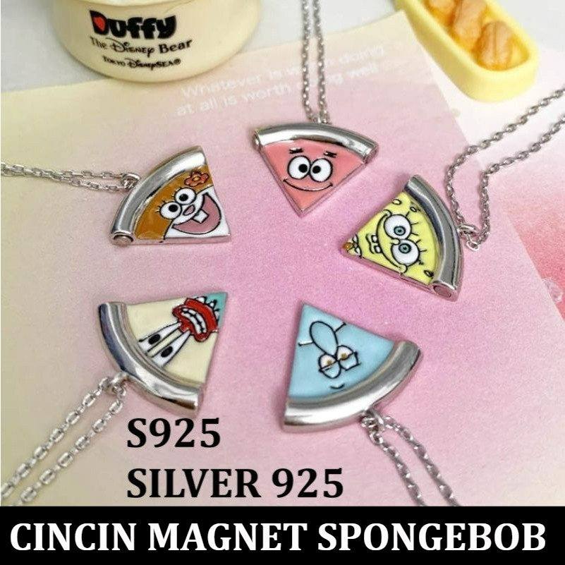 Kalung Magnet Spongebob Group Bahan S925 Silver 925 anti karat anti luntur rantai BFF persahabatan a