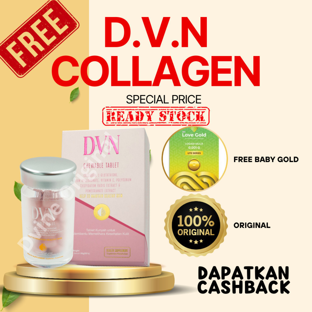 FREE DVN COLLAGEN Original 100% Ori - ISI 60 Butir Dari 1 BOX DVN Collagen Pemutih Wajah Pemutih Bad