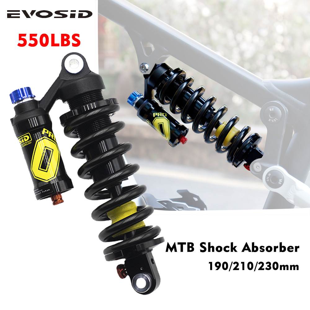 EVOSID Shock Belakang Sepeda Gunung 550LBS Suspensi Pegas Shock Ekor Lunak 190mm/210/230mm untuk Sho